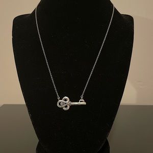 Sterling Silver Hammered Key Necklace